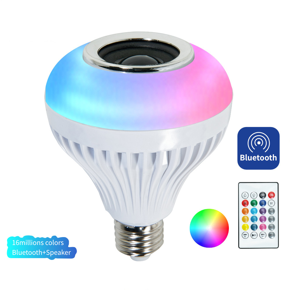 SPRING PARK Wireless Bluetooth E27 B22 LED Light Bulb Music Playing Lamp with Remote Control